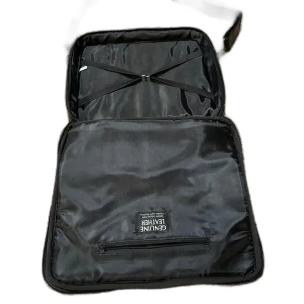 Black Leather Messenger Laptop Bag